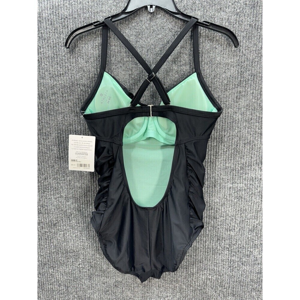 Athleta Twister Swimsuit One Piece Womens 36 B/C Black Underwire Ruched Side NEW - Picture 5 of 11